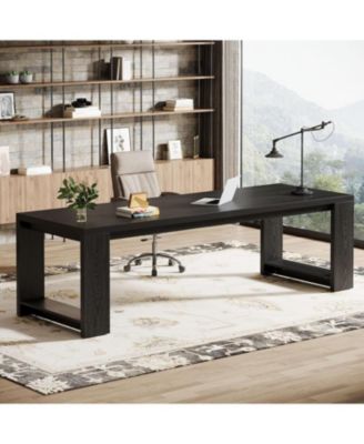 2 Person Desk, 86.6 Inches Extra Long Desk, Double Computer Writing Table, All Wood Large Desks Workstation for Home Office