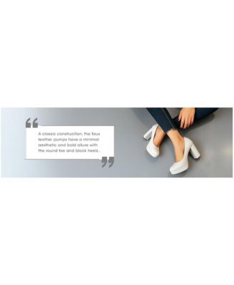 Womens Damsor Faux Leather Block Heel Pumps