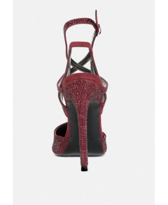 CHARMER Womens Rhinestone Embellished Stiletto Sandals