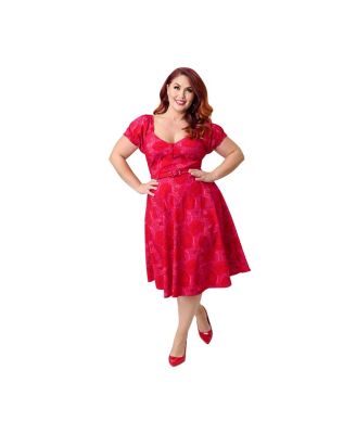Plus Size 1960s Ohara Sweetheart Neckline Swing Dress