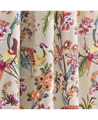 Dolores Light Filtering Window Panels, Neutral & Multi - Toile Curtains - Floral Bird Print - Grandmillennial & French Country Cu