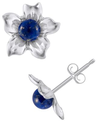 Amethyst (1-3/8 ct. t.w.) Hibiscus Flower Stud Earrings in 10k Yellow Gold (Also Available in Onyx, Lapis, Aquamarine, Rose Quartz)