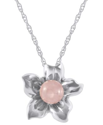 Cape Amethyst (5/8 ct. t.w.) Hibiscus Flower Pendant Necklace in 10k White Gold (Also Available in Multi-Stones)