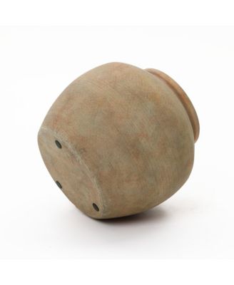 Terracotta 10" Round Vase with Earth Tones, Accent for Farmhouse or Boho Interiors