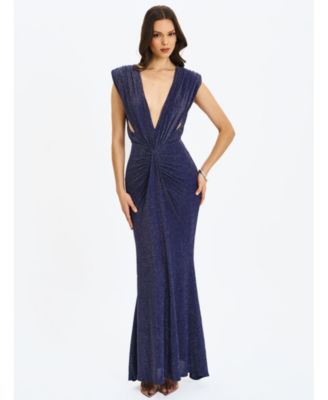 Women's Terri Sparkle Plunging Backless Maxi Dress