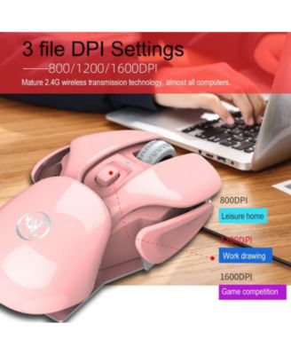 2.4G Wireless Rechargeable Mouse, 3-Speed DPI 800-1600, Silent Click, Fun Futuristic Design, Ergonomic for PC, Laptop, Mac, Home & Office