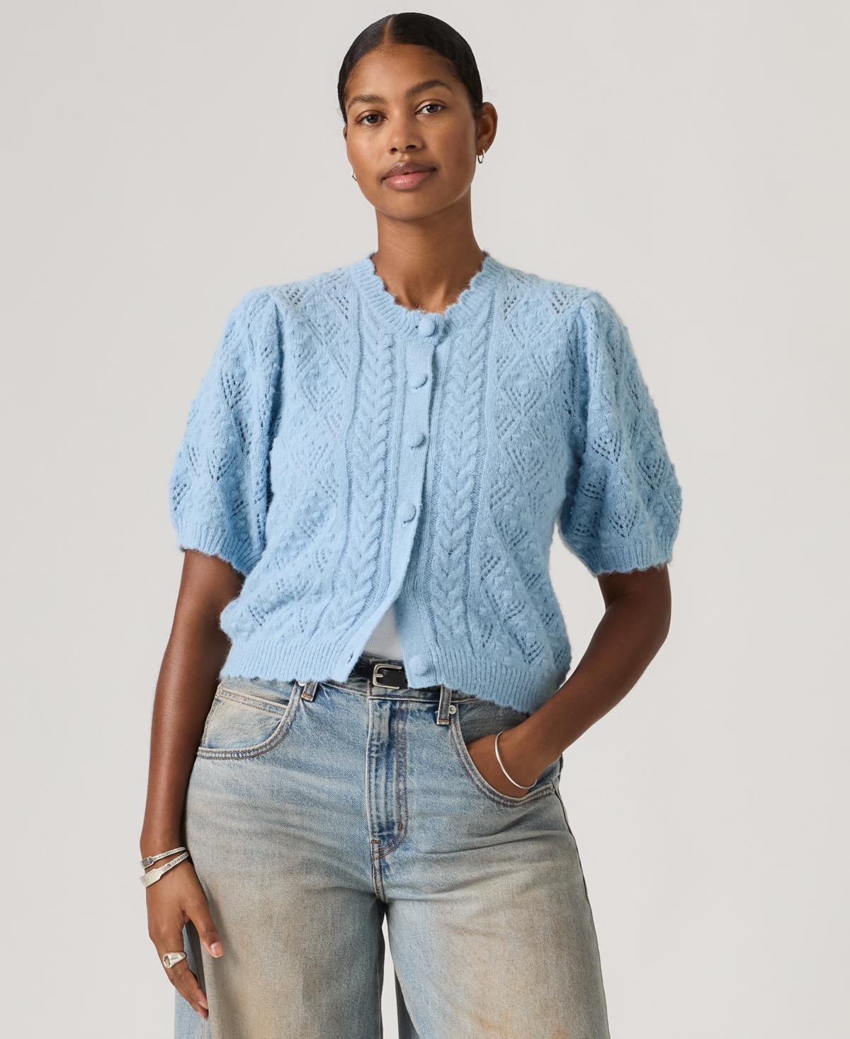 Levi's Women's Pauline Pointelle Short-Sleeve Cardigan