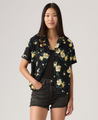 Women's Printed Short-Sleeve Camp Shirt