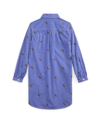 Girls' 7-16 Striped Long-Sleeve Shirt Dress