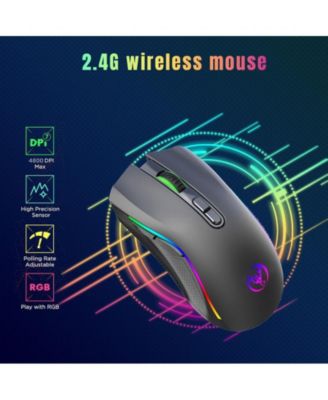 RGB Wireless Gaming Mouse - 6-Speed DPI (Up to 4800), 650mAh Rechargeable, Ergonomic for Gaming/Office, Easy-to-Use for Gamers/Professionals
