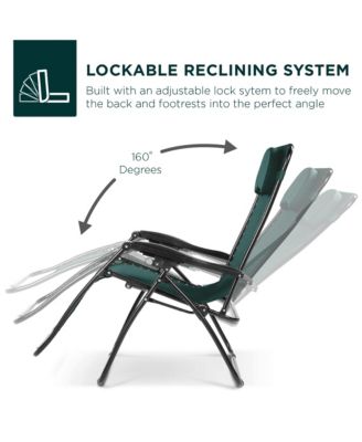 Oversized Zero Gravity Chair, Folding Outdoor Patio Lounge Recliner w/ Cup Holder