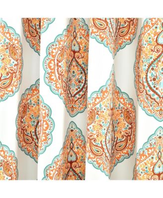 Harley Light Filtering Window Curtain Panels Pair 52" W x 84" L, Tangerine - Boho Curtains for Living Room - Maximalist Bedroom Curtains