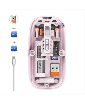 Transparent Tri Mode Wireless Mouse Rechargeable Silent 800 1200 1600 DPI Office Mouse