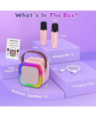 Kids Karaoke Machine: Portable Speaker & 2 Wireless Mics Top 2025 Birthday/Christmas Gift for Girls 3-12