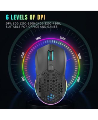 Dual-Mode Wireless Gaming Mouse, 2.4G + Bluetooth 5.1, 6 Adjustable DPI 800-4800, RGB Backlit