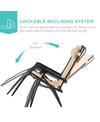 30” Extra Wide Folding Zero Gravity Patio Lounge Chair w/Adjustable Canopy Shade