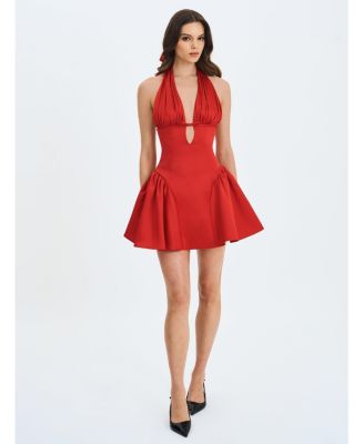 Women's Peyton Ruby Plunging Halter Keyhole Mini Dress