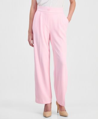 Petite Pleated Faux-Fly Pull-On Pants
