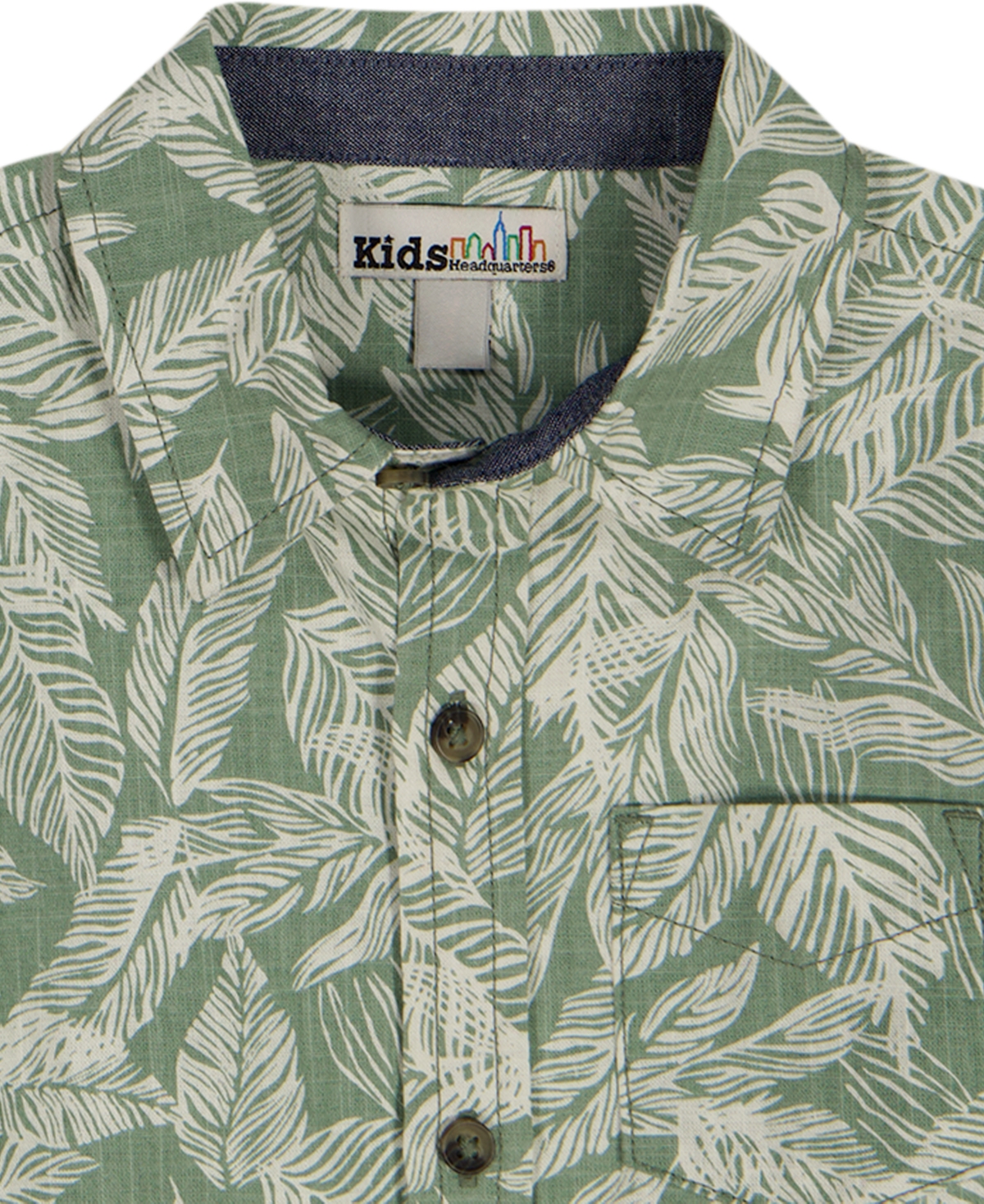 Kids Headquarters Boys' 2T-5 Short-Sleeve Palm Print Textured Shirt & Cargo Shorts, 2-Piece Set