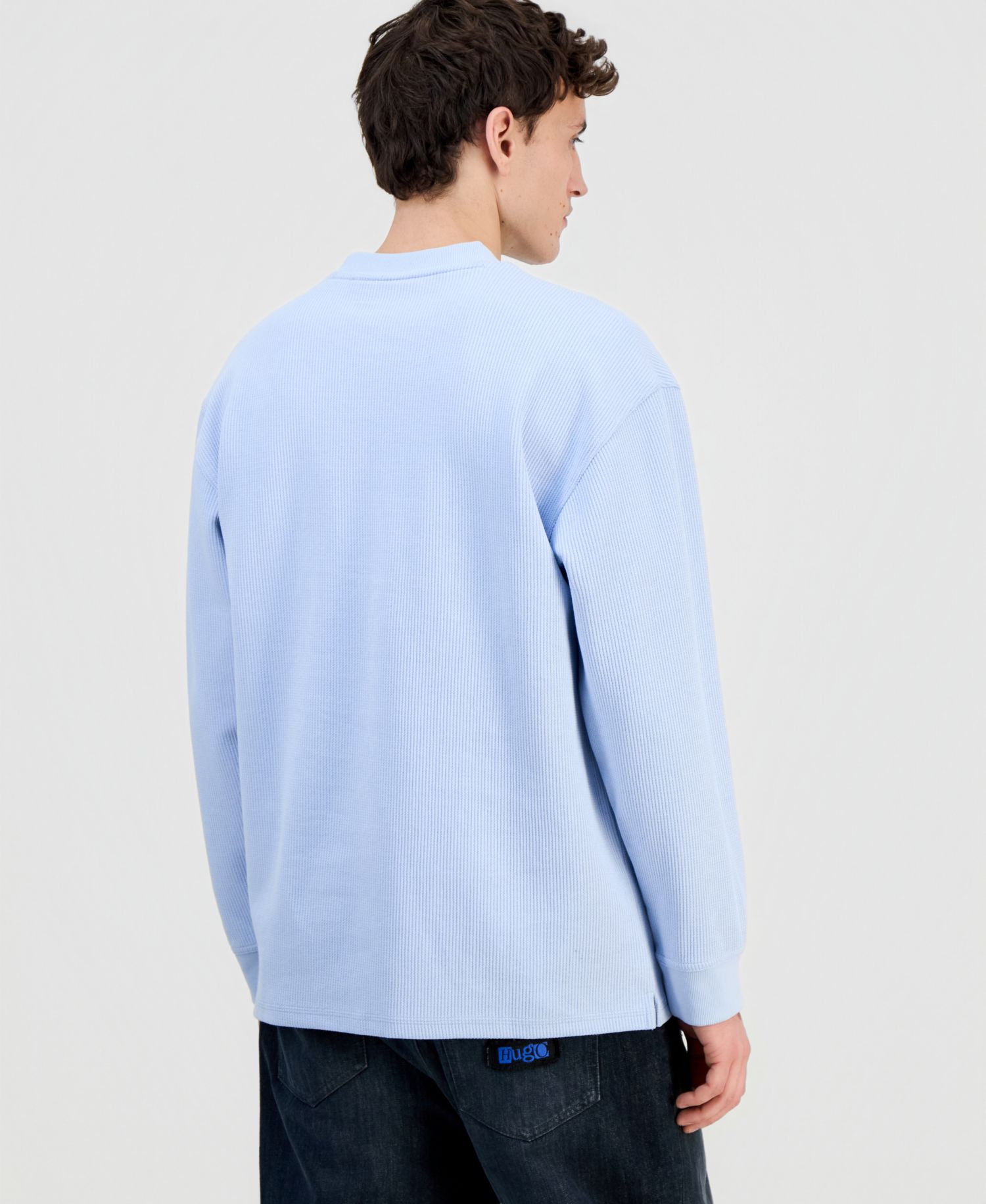 Hugo by Men's Waffled Jersey Long-Sleeve T-Shirt