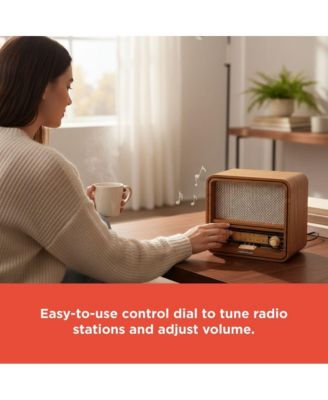 Retro AM/FM Radio, Vintage and Classic Wood Style, Bluetooth, Dual 5W Speakers – 4001796