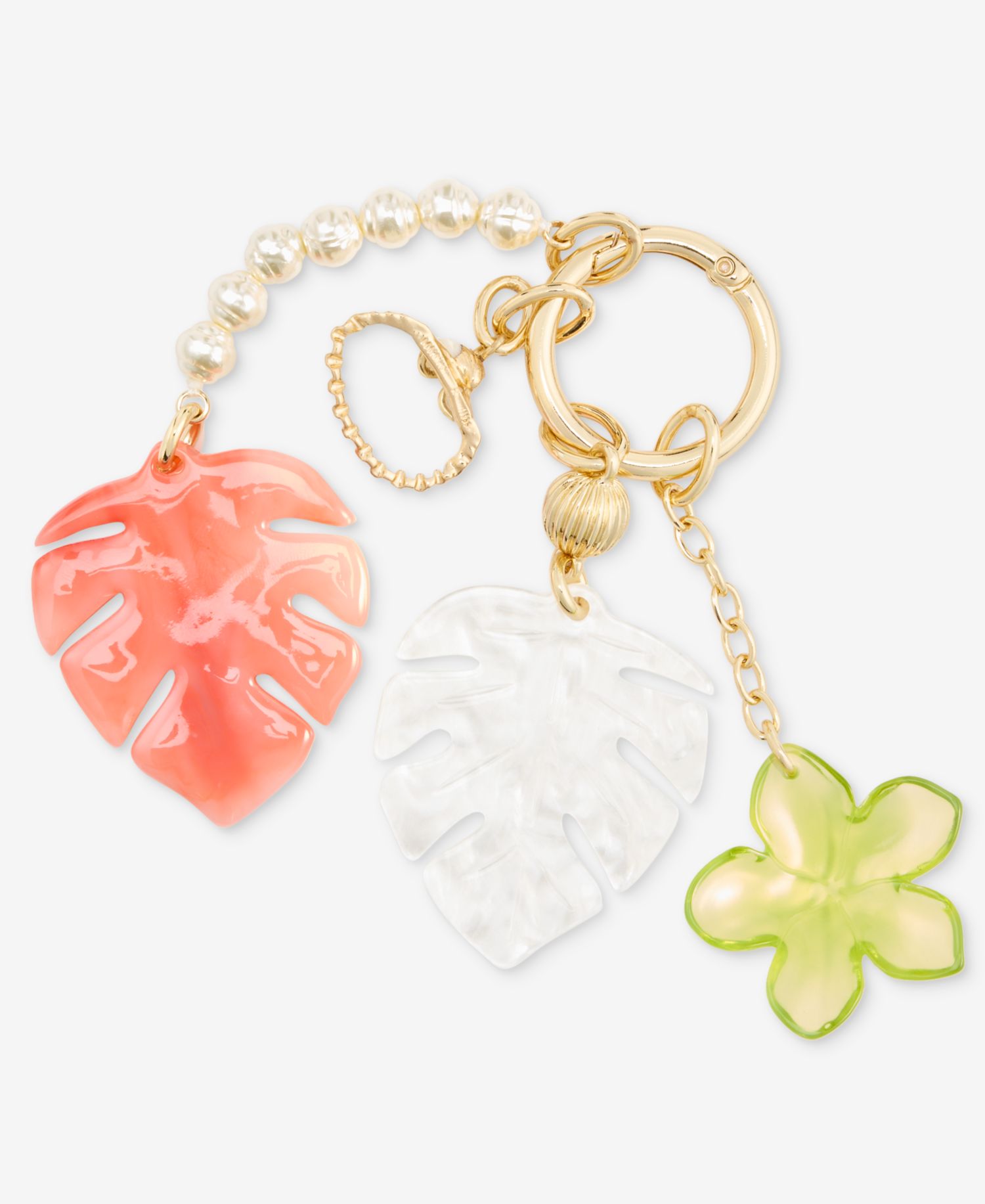 Coral Palm Leaf Bag Charm