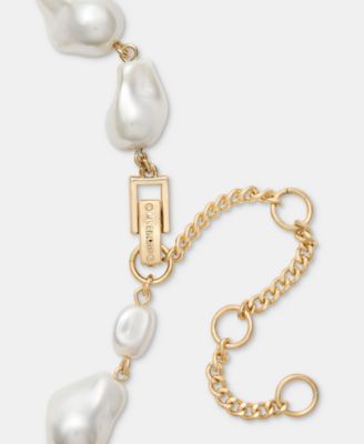 Pav&eacute; Nugget & Imitation Pearl Statement Necklace, 16" + 3" extender