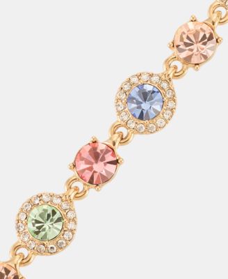 Gold-Tone Boxed Blue Pav&eacute; Halo Bracelet And Earring Set