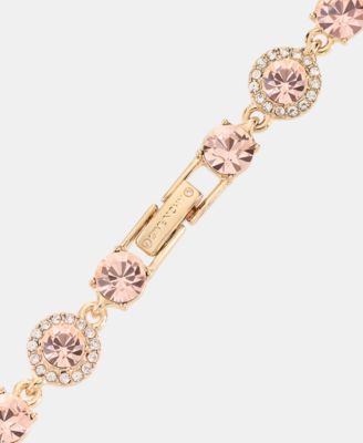 Gold-Tone Boxed Blue Pav&eacute; Halo Bracelet And Earring Set