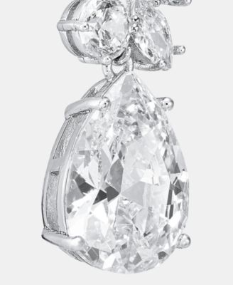 Cubic Zirconia Cluster Triple Drop Earrings