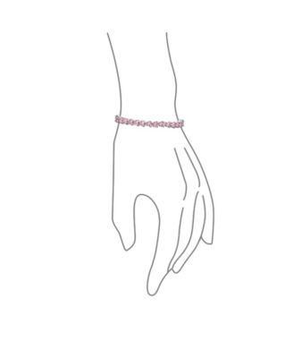 Romantic Hearts Shape Ruby Red CZ Tennis Bracelet Silver Plated 7 Inch