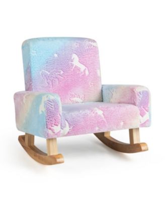 Upholstered Kids Rocking Chair with Sturdy Wood Rocking Legs