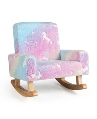 Slickblue Upholstered Kids Rocking Chair with Sturdy Wood Rocking Legs ...