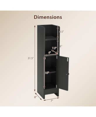 Narrow Bathroom Corner Storage Cabinet with Adjustable Shelf