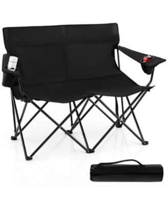 Camping Loveseat Chair for 2 with Cup Holders, Folding Outdoor Seat