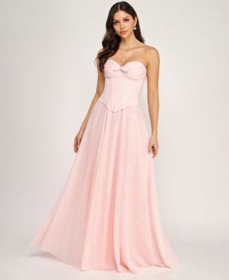 Juniors' Strapless Corset Top Long Gown