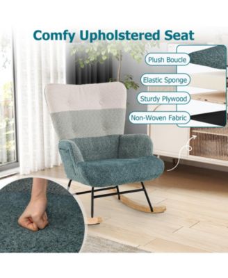 Nursery Rocking Chair with Ergonomic Armrests and High Back