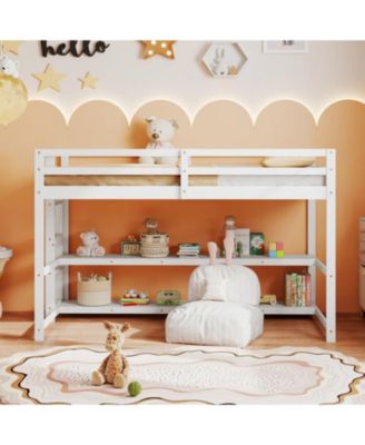 Loft Bed Twin Size with Built-In Storage and Ladder - 42