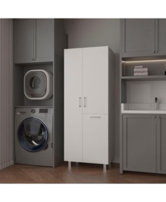 The Mirage Modern Storage Cabinet with 2 Doors, 1 Drawer, and Metal Legs,Perfect for Organizing Bathrooms,Laundry Rooms, and Common Areas