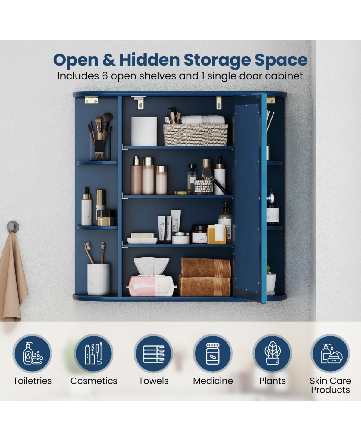 Volenca Wall-Mounted Bathroom Mirror Cabinet with Storage Shelves