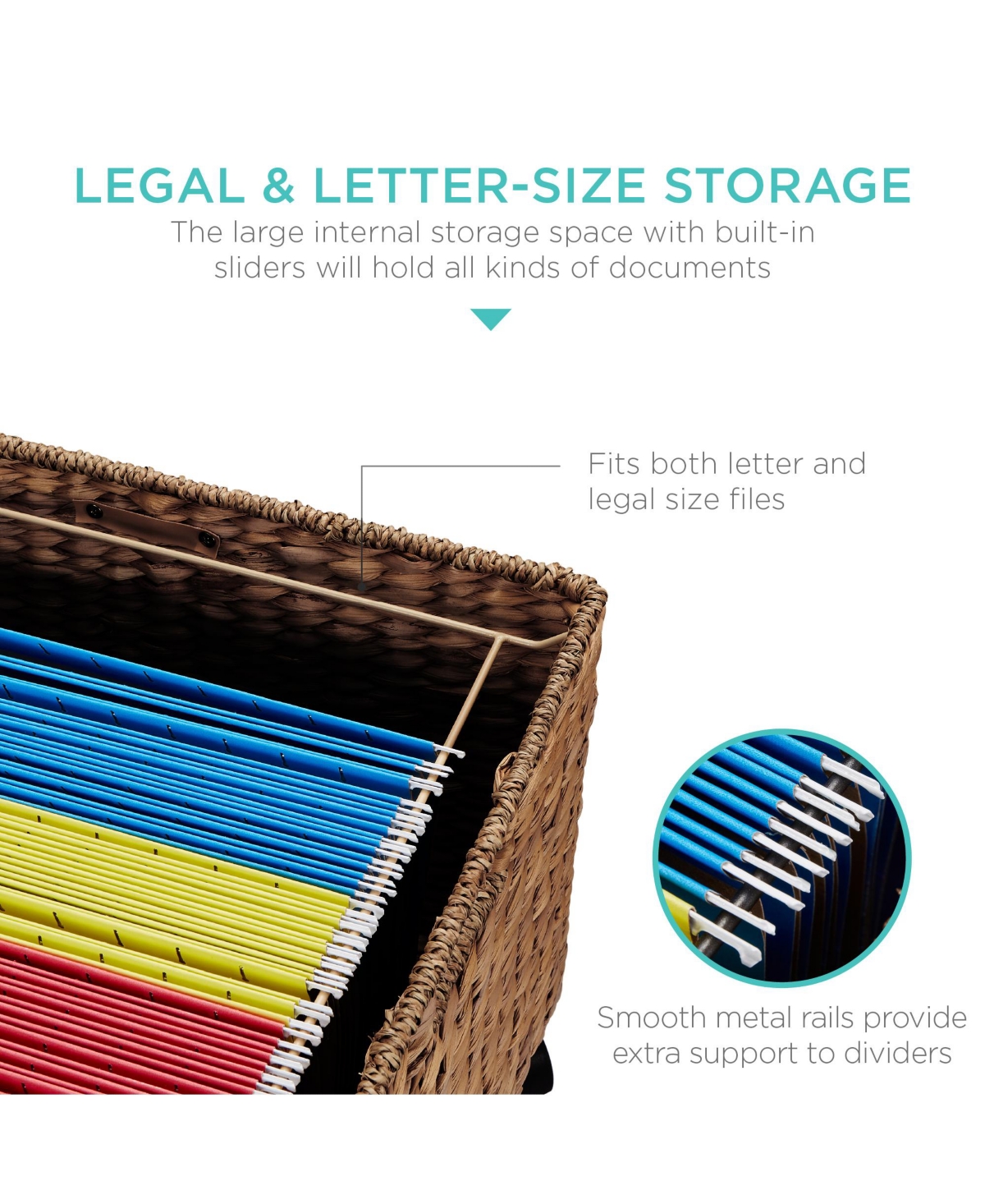 Best Choice Products Hyacinth Rolling Filing Cabinet Mobile Organizer Storage Basket w/ Lid, Locking Wheels