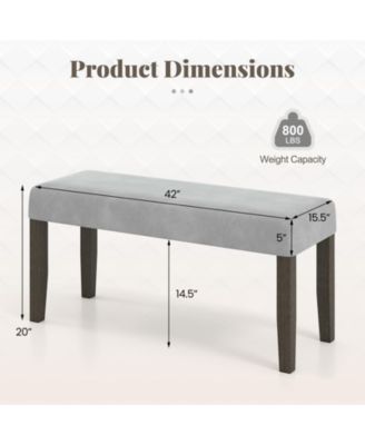 Bedroom Upholstered Bench with Cushioned Seat and Wood Legs