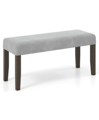 Bedroom Upholstered Bench with Cushioned Seat and Wood Legs