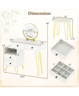Modern Dressing Table with Storage Cabinet, Vanity Makeup Desk