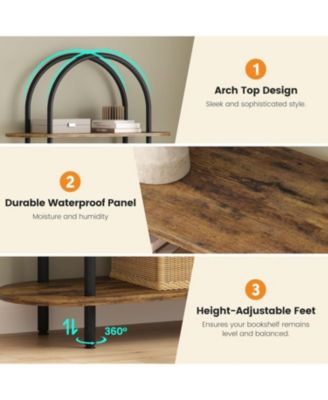 71" 5-Tier Metal Collapsible Bookshelf, Portable Freestanding Storage Bookcase