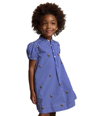 Girls' 2T-6X Polo Bear Striped Short-Sleeve Shirt Dress