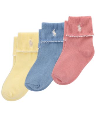 Baby Girls' Fold Over Cuff Socks, 3-Pack