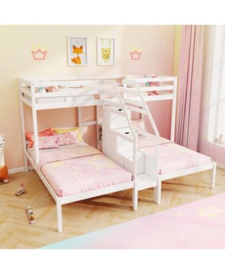 Twin Over Twin Bunk Bed with Stair Storage for Kids and Teens - One Size Fits All