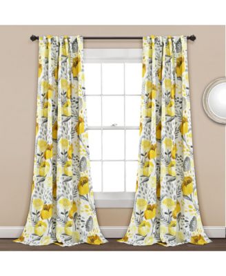 Poppy Garden Room Darkening Curtain Panels Pair, 52"×84" Floral Curtains