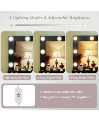 31.5" Vanity Desk with Lighted Mirror, 3 Lighting Modes, and Storage Shelves